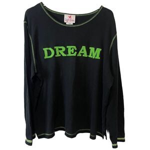 Quacker Factory Pajama Top Shirt Black Dream Size XL